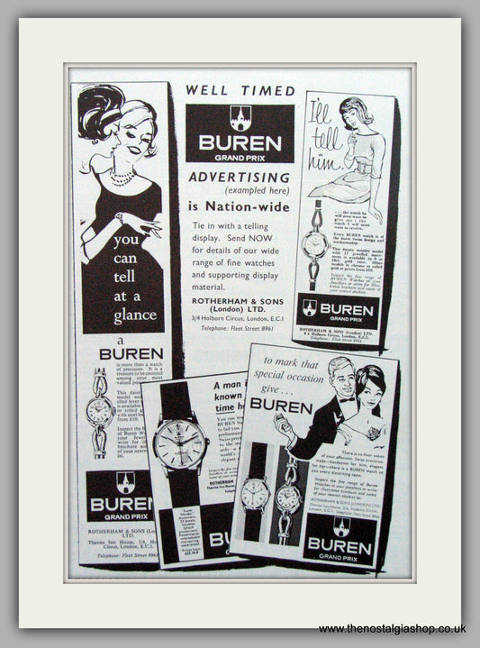 Buren Grand Prix Watches Original Advert 1962 (ref AD7046)