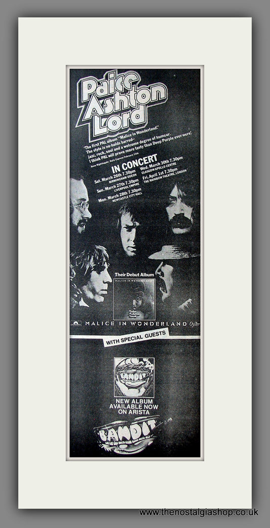 Paice, Ashton, Lord. In Concert. Original Advert 1977 (ref AD200105)