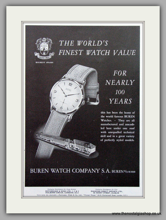 Buren Watches Original Advert 1955 (ref AD7051)