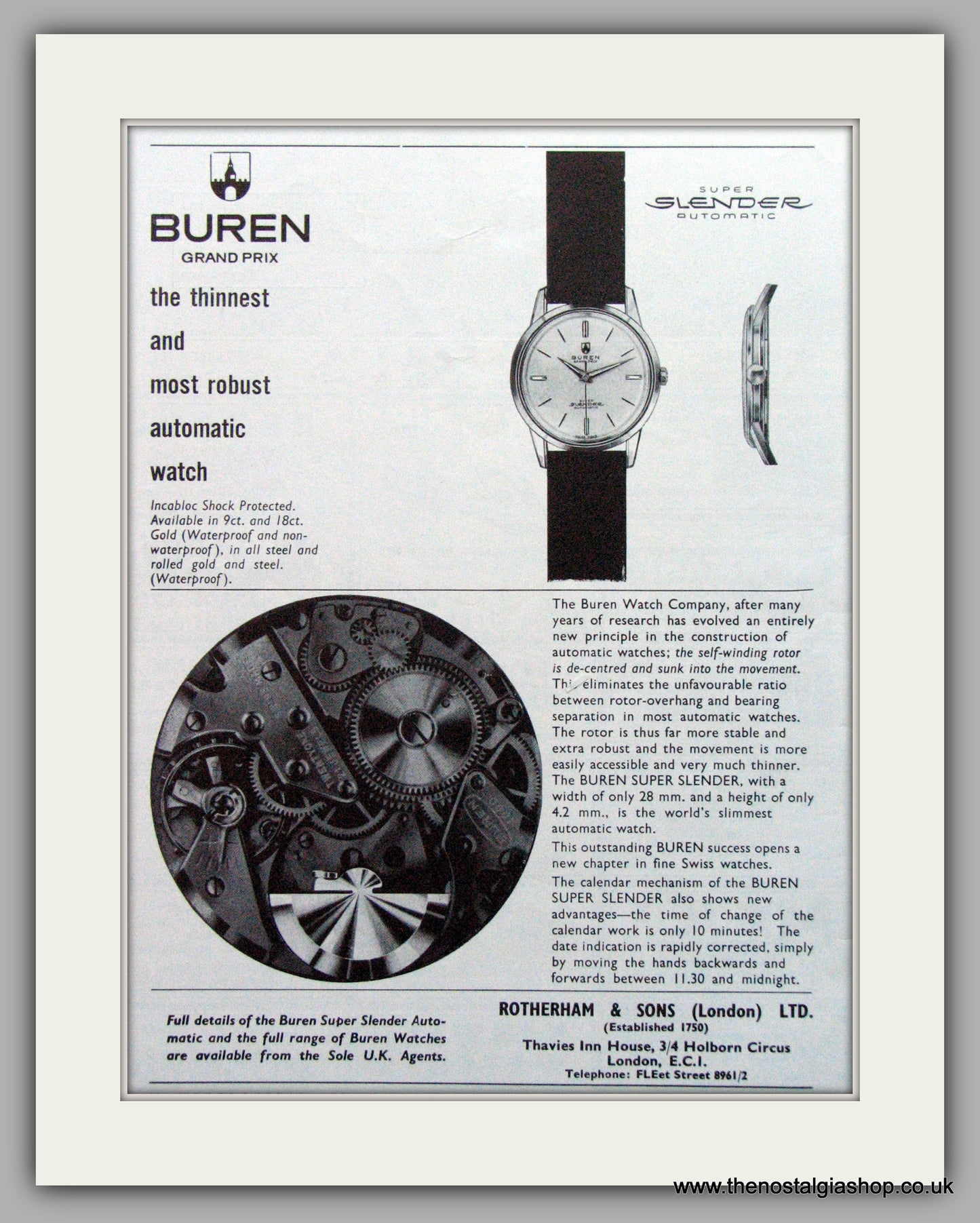 Buren Watches Original Advert 1960 (ref AD7053)