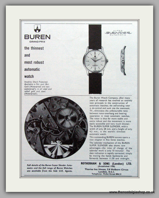 Buren Watches Original Advert 1960 (ref AD7053)