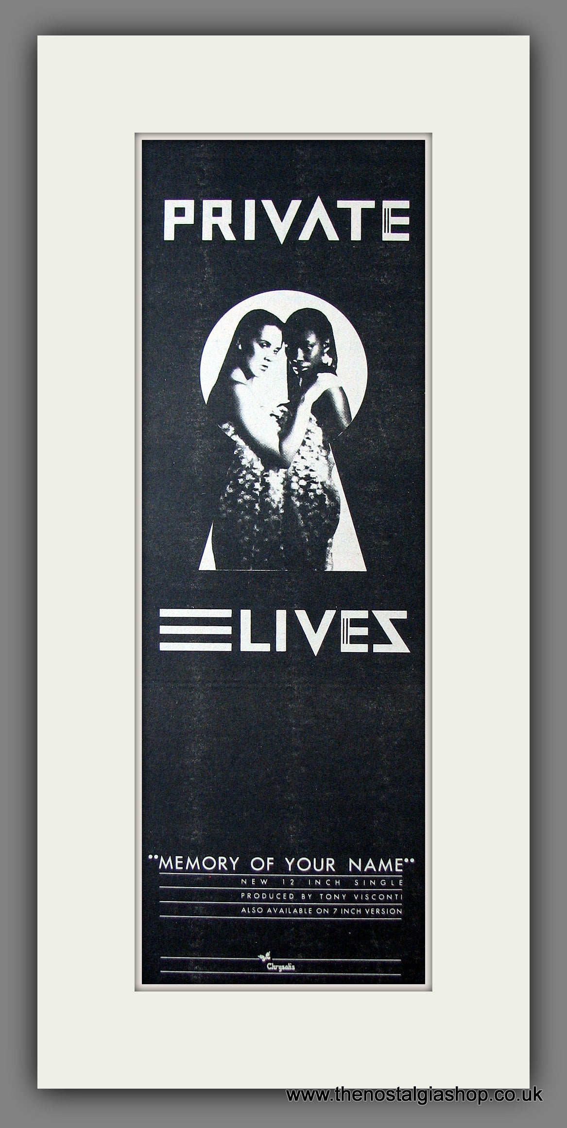 Private Lives. Memory Of Your Name. Original Advert 1982 (ref AD200109)