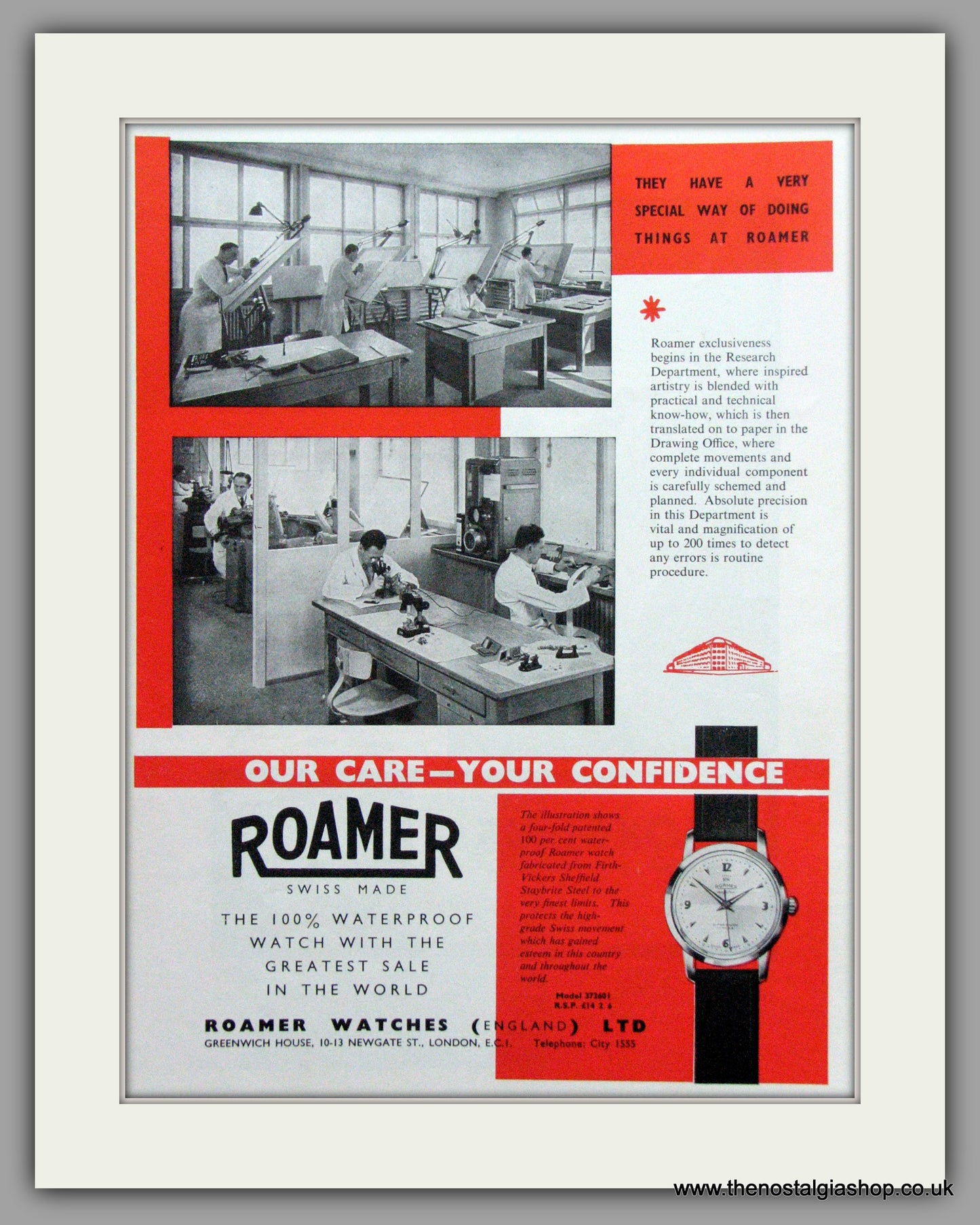 Roamer Watches-How They Are Made,  Set of 4 Original Adverts 1961 (ref AD7059)