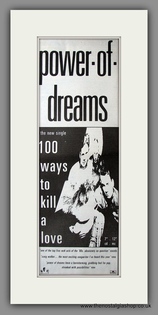 Power Of Dreams. 100 Ways to Kill a Love. Original Advert 1990 (ref AD200115)