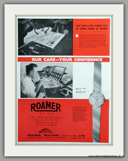 Roamer Watches-How They Are Made,  Set of 4 Original Adverts 1961 (ref AD7059)
