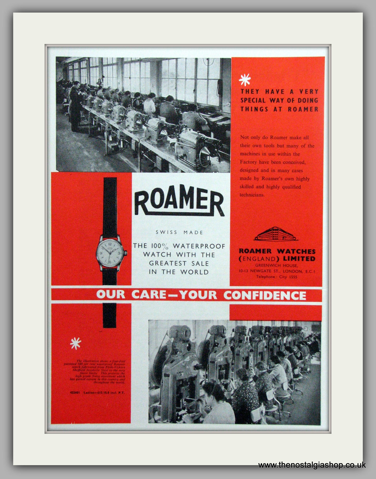 Roamer Watches-How They Are Made,  Set of 4 Original Adverts 1961 (ref AD7059)