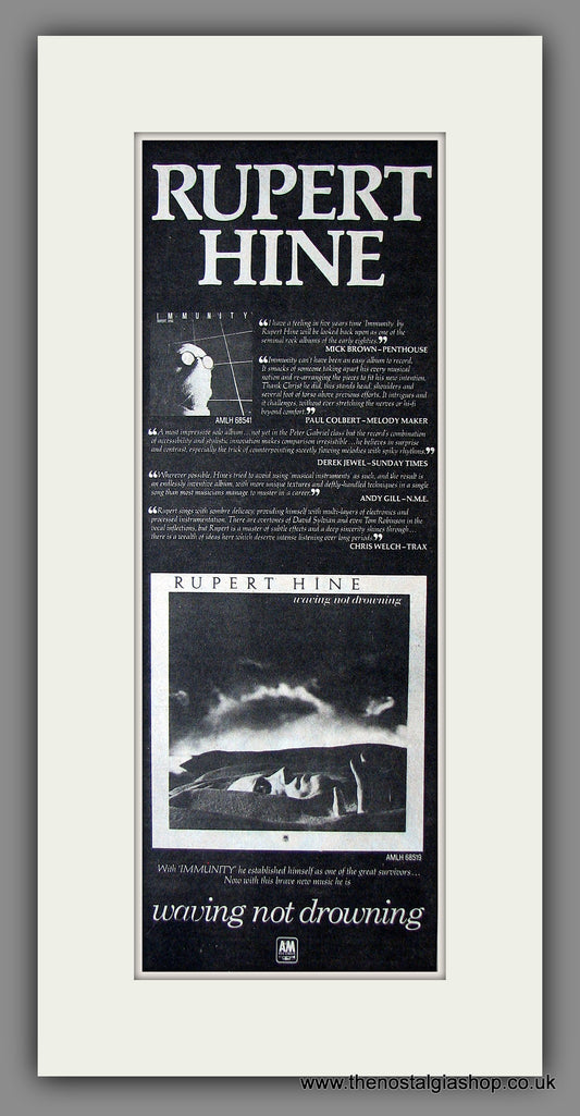 Rupert Hine. Waving Not Drowning. Original Advert 1982 (ref AD200139)
