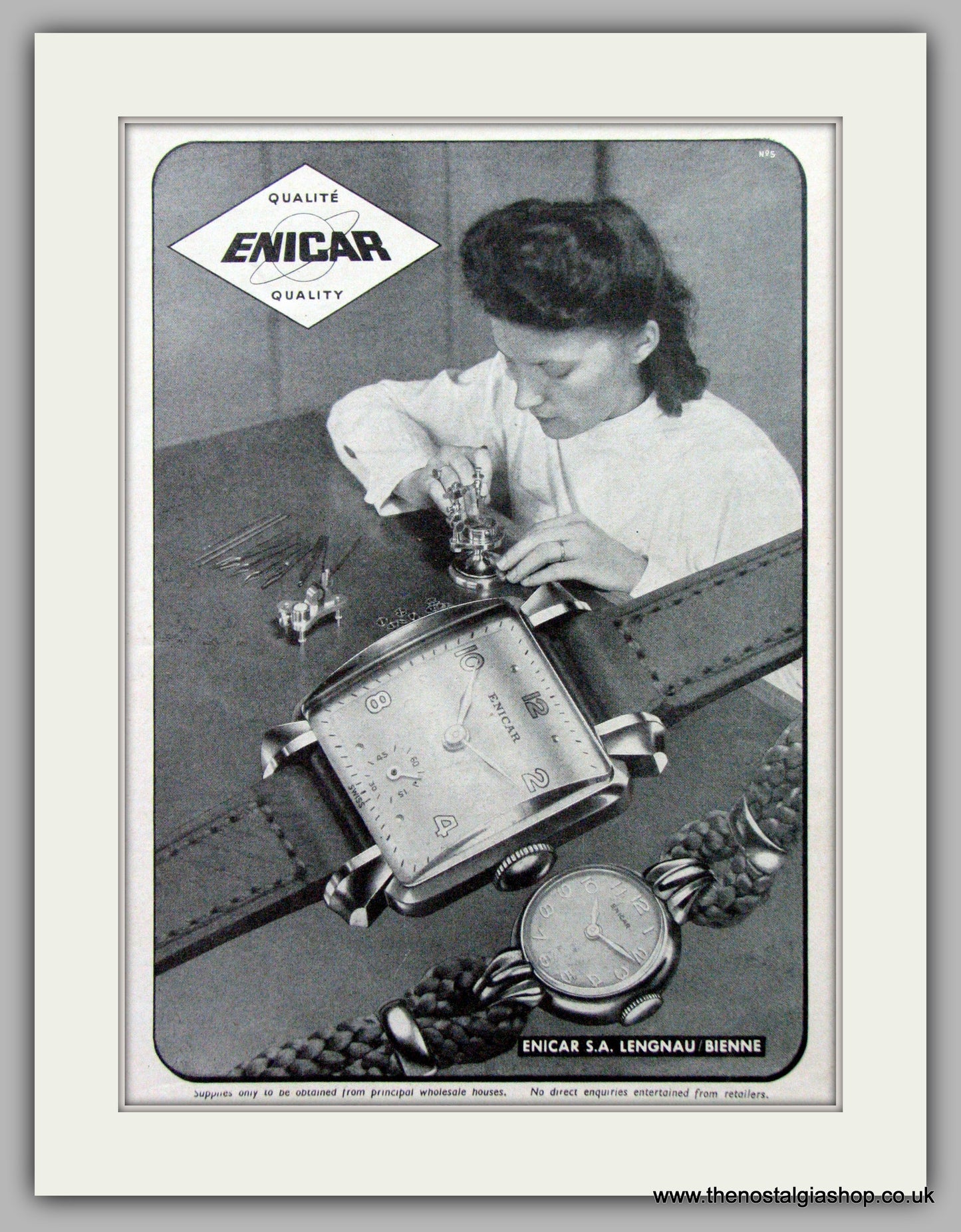 Enicar Watches. Original Advert 1948 (ref AD7083)
