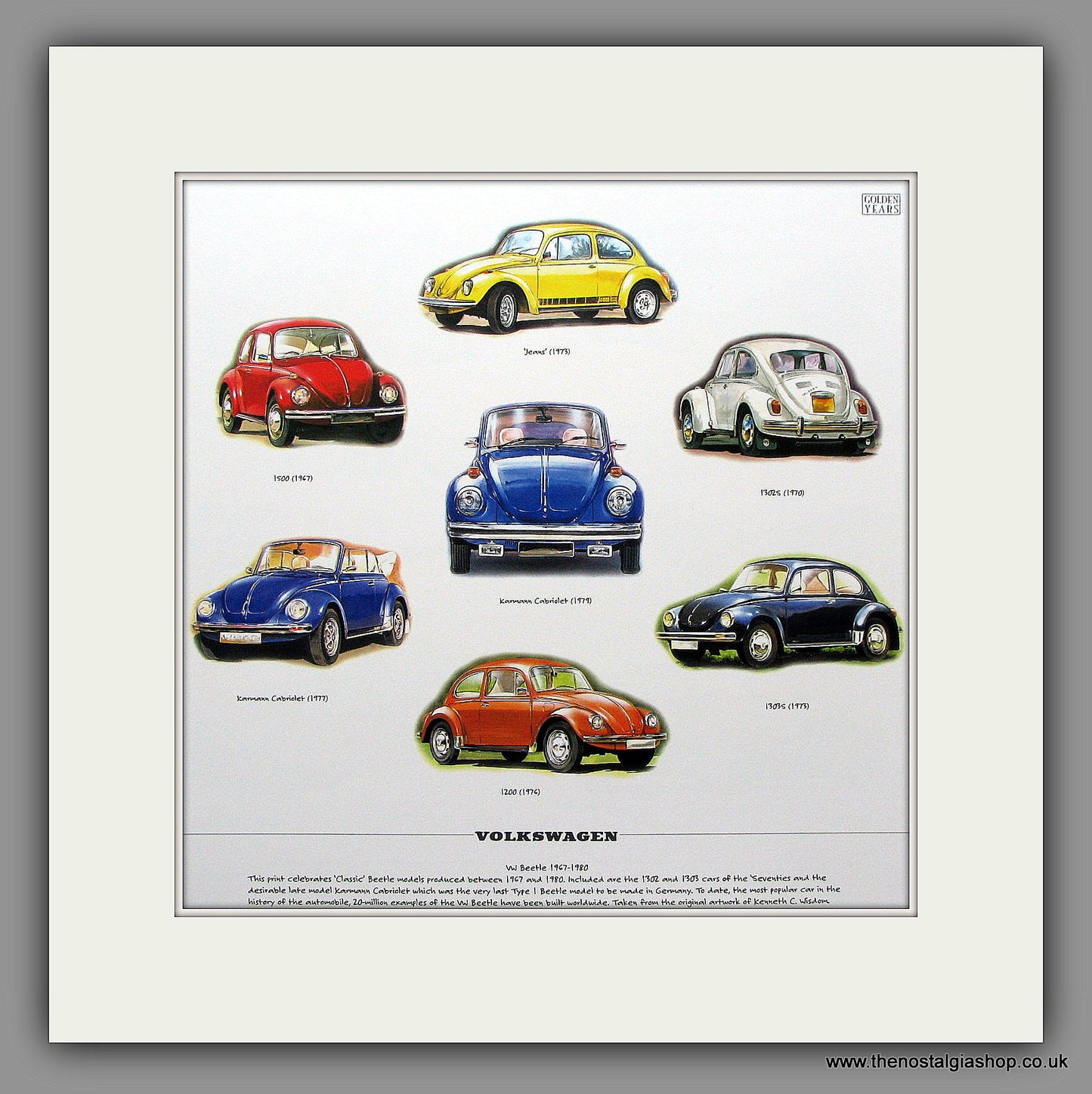 VW Beetle 1967-1980 Mounted Print