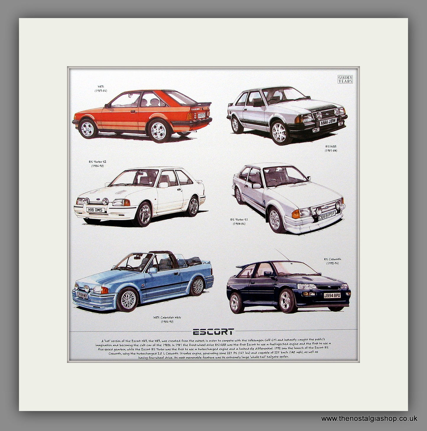 Ford Escort Mounted Car Print