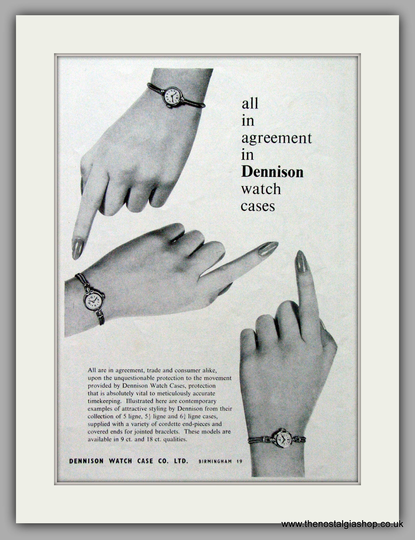 Dennison Watch Case Co. Original Advert 1957 (ref AD7091)
