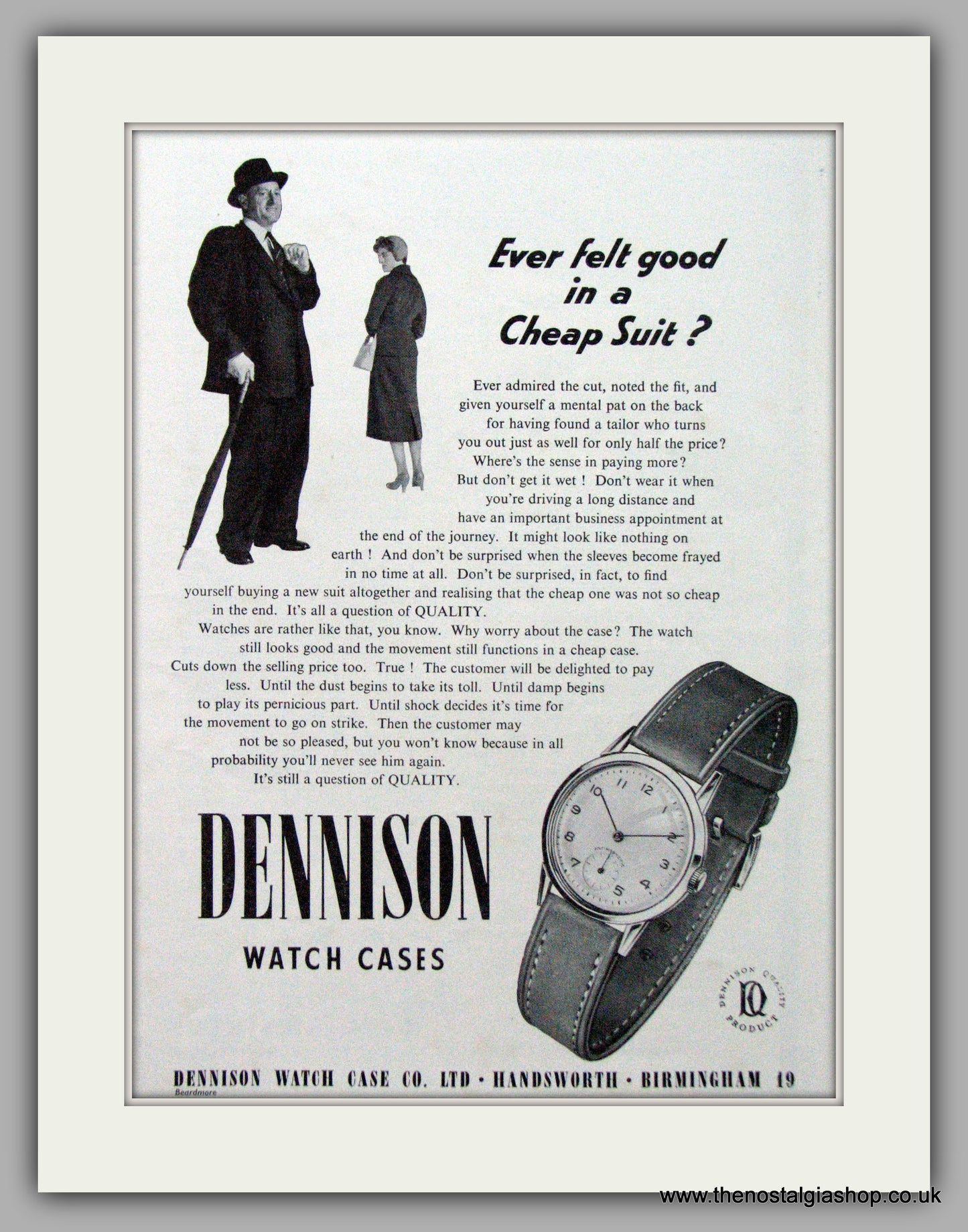 Dennison Watch Case Co. Original Advert 1956 (ref AD7092)