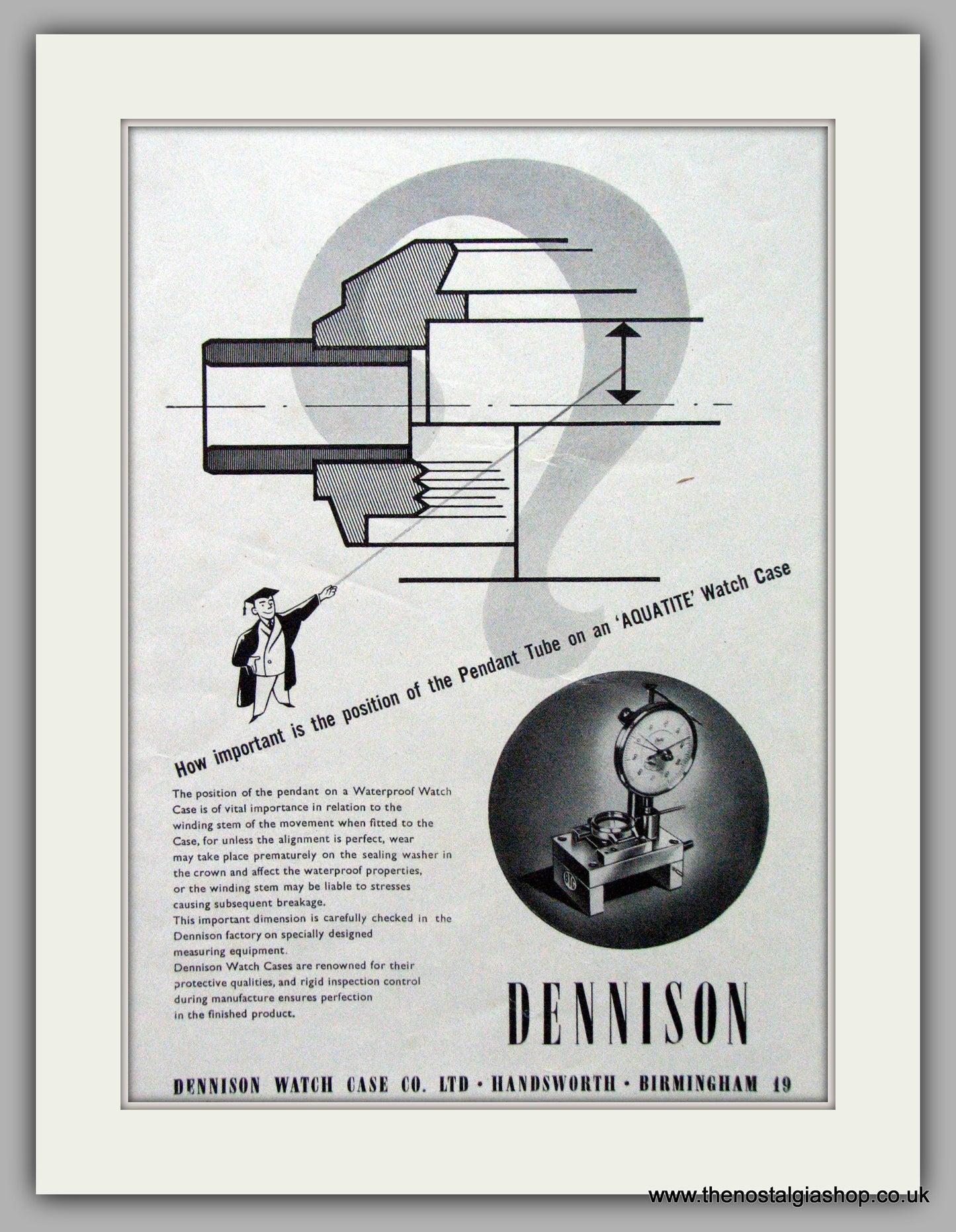 Dennison Watch Case Co. Original Advert 1956 (ref AD7095)