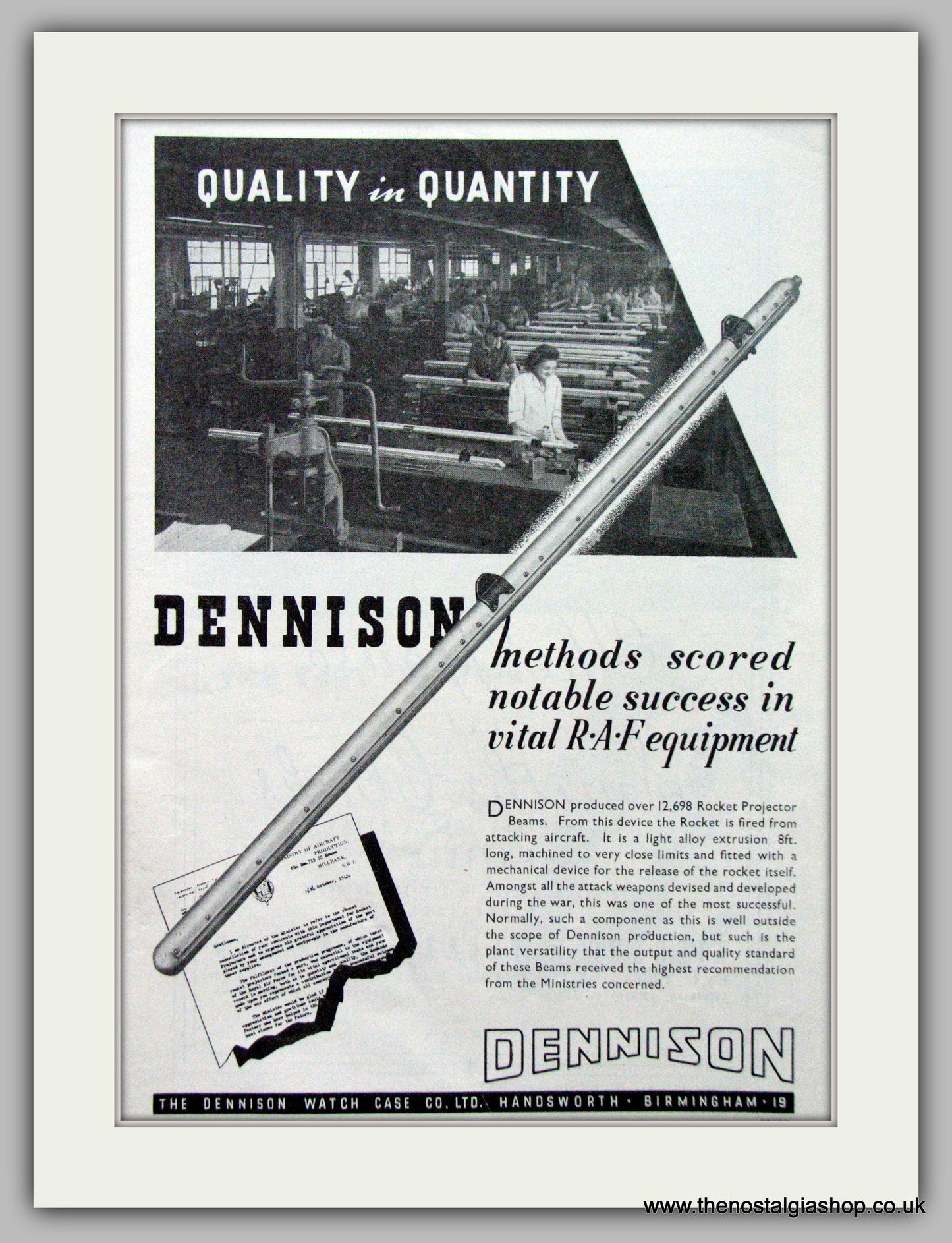 Dennison Watch Case Co. Original Advert 1946 (ref AD7097)