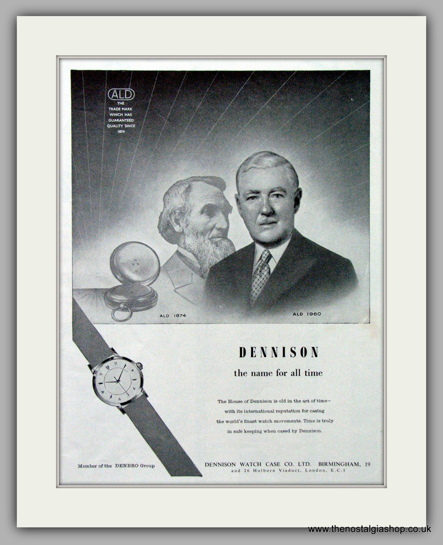 Dennison Watch Case Co. Original Advert 1960 (ref AD7101)