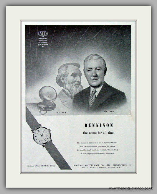 Dennison Watch Case Co. Original Advert 1960 (ref AD7101)