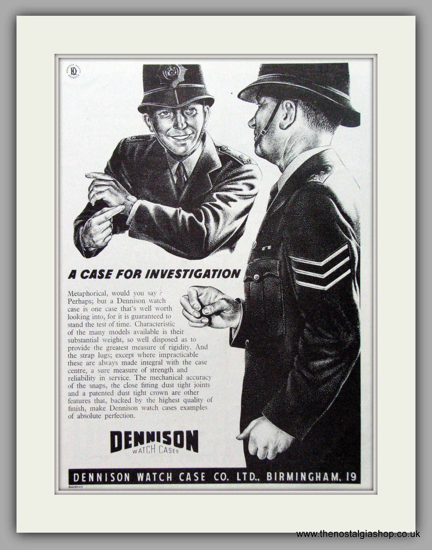Dennison Watch Case Co. Police. Original Advert 1953 (ref AD7115)