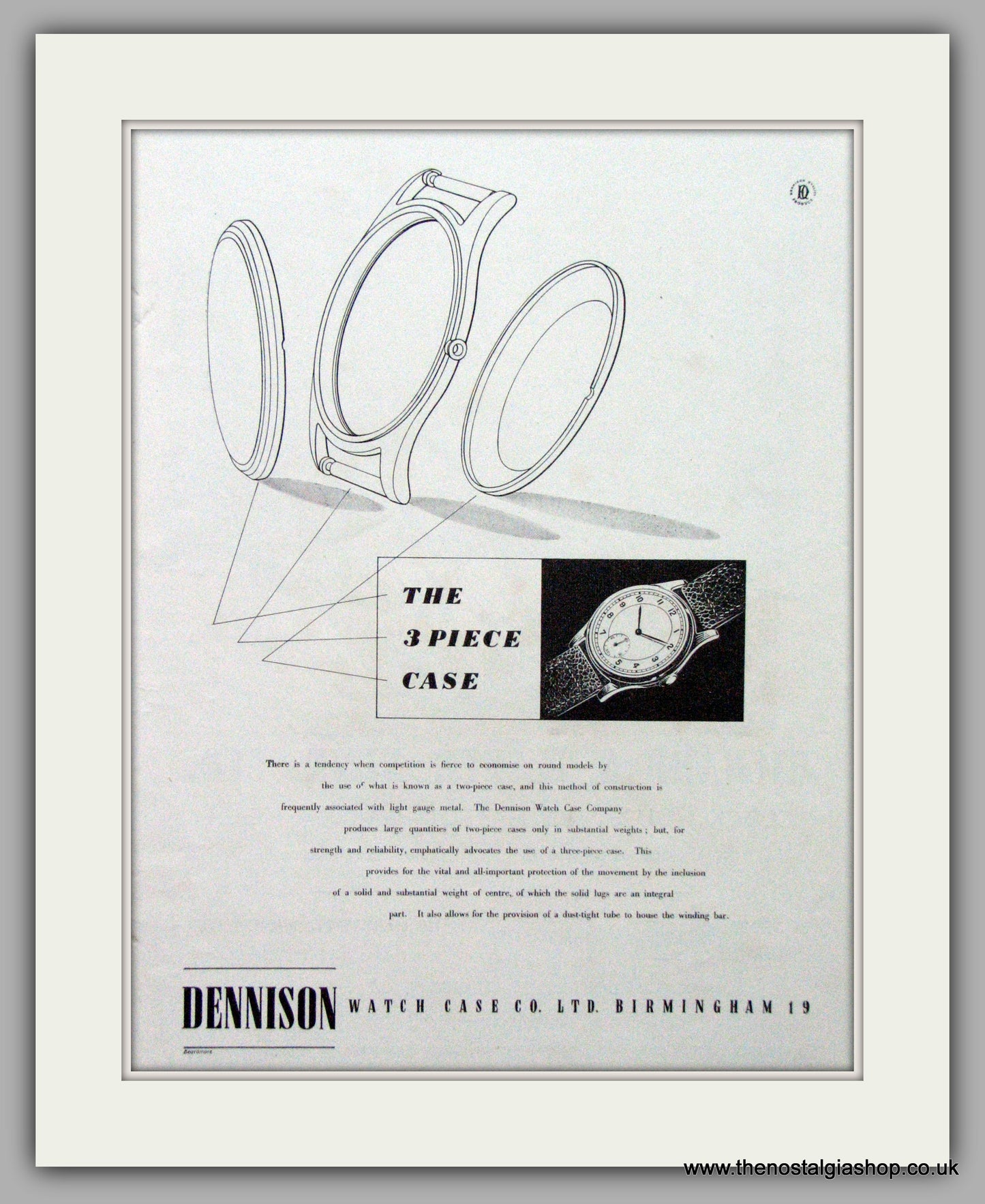 Dennison Watch Case Co. Original Advert 1950 (ref AD7117)