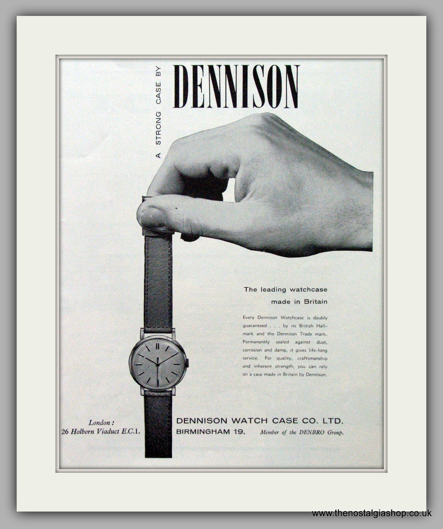 Dennison Watch Case Co. Original Advert 1962 (ref AD7119)