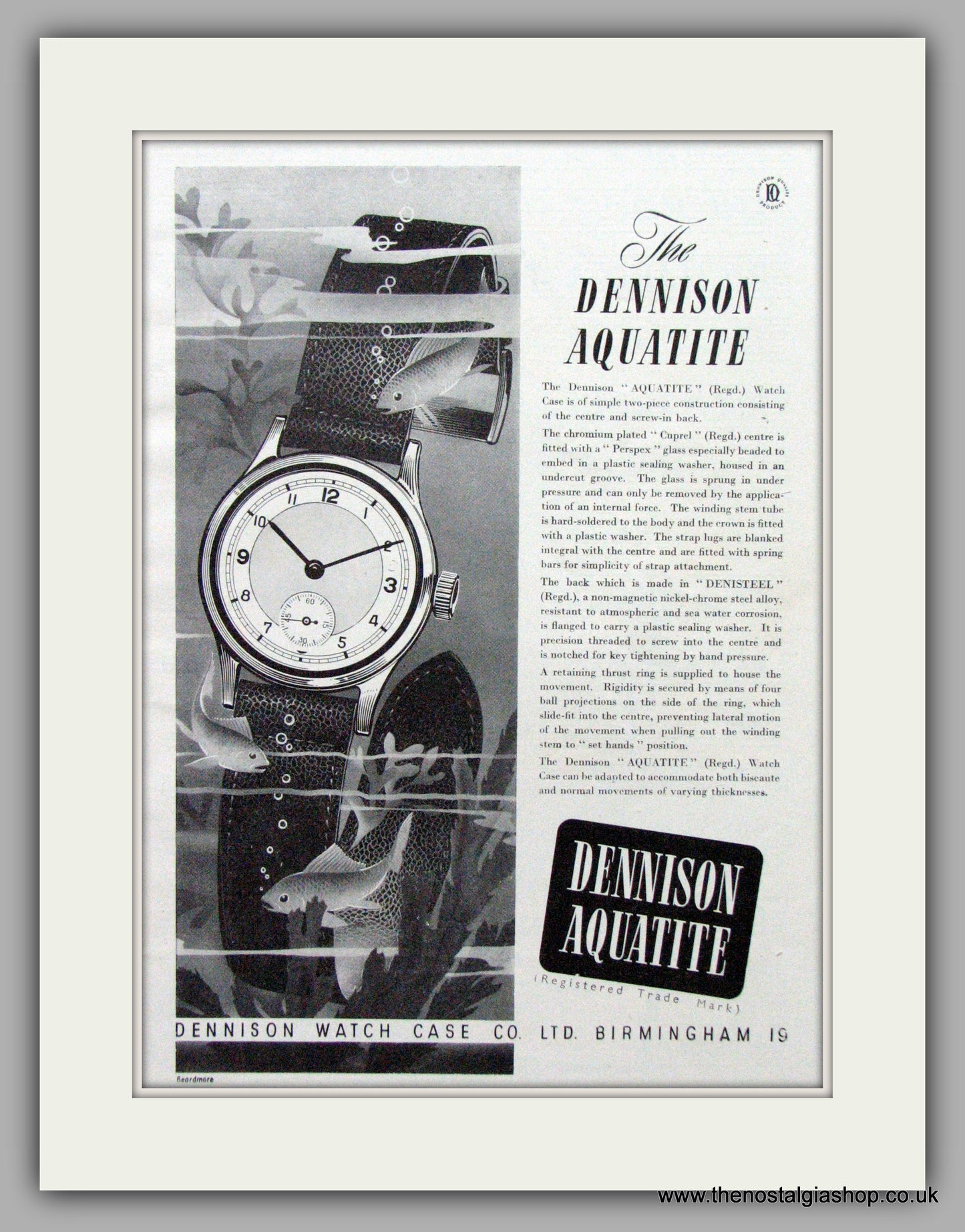 Dennison Watch Case Co. Original Advert 1950 (ref AD7124)