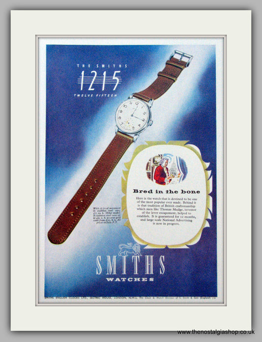 Smiths 1215 Watch. Original Advert 1951 (ref AD7130)