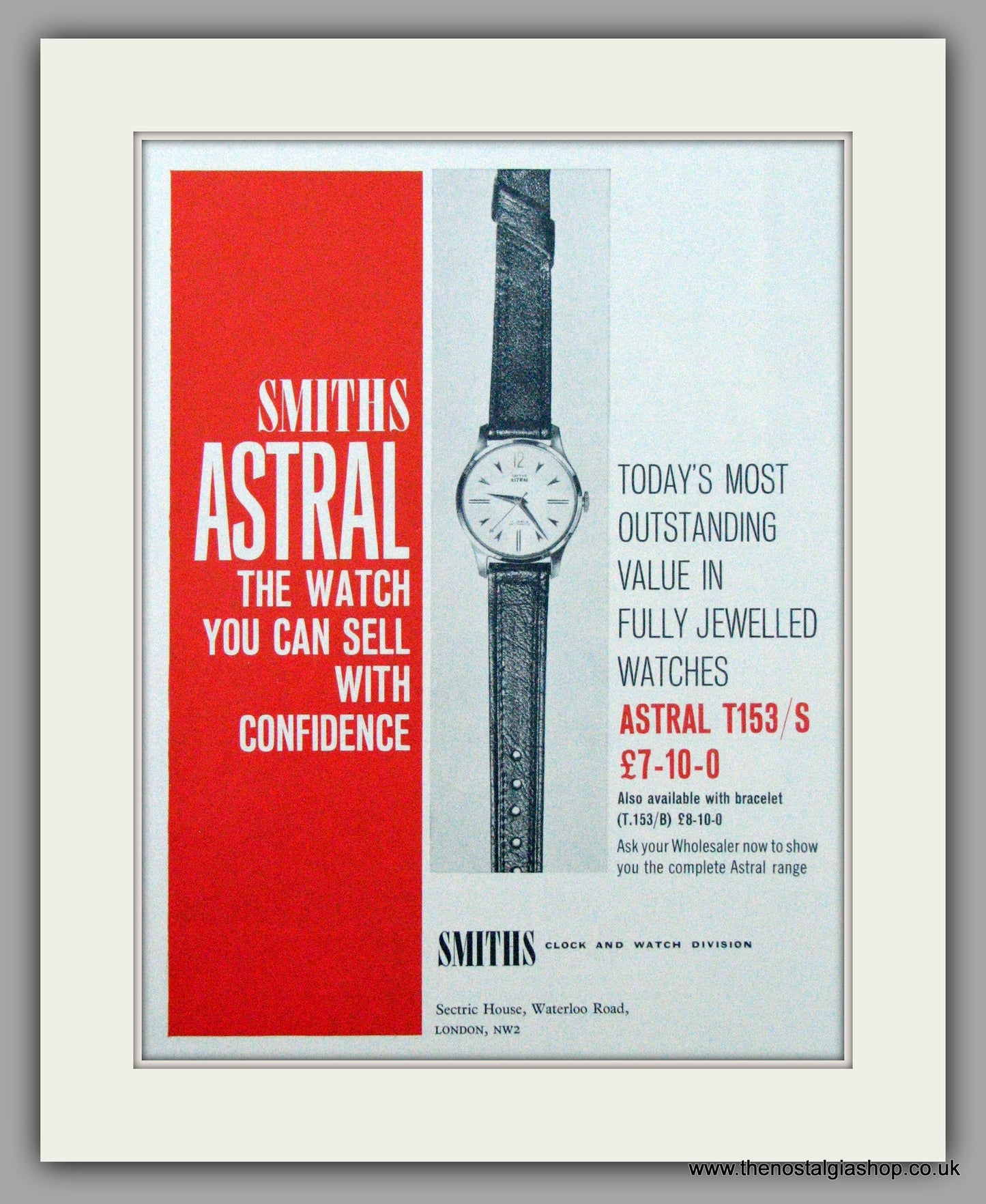 Smiths Astral Watches. Original Advert 1962 (ref AD7132)