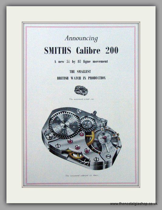 Smiths Calibre 200 Watch. Original Advert 1955 (ref AD7135)