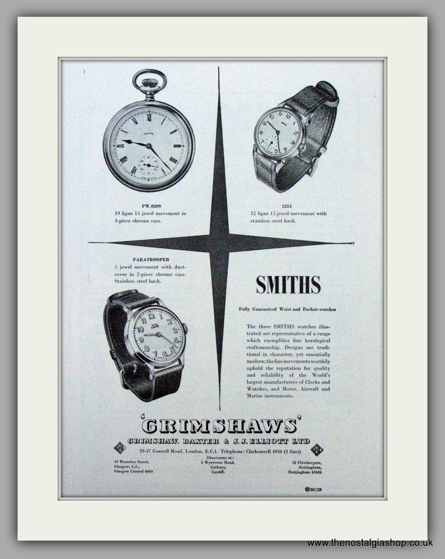 Smiths Watches at Grimshaws. Original Advert 1951 (ref AD7151)
