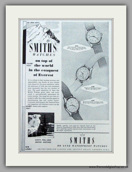 Smiths Watches Conquest of Everest. Original Advert 1953 (ref AD7155)