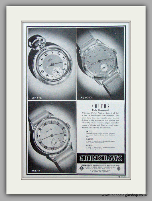 Smiths Watches at Grimshaws. Original Advert 1951 (ref AD7158)