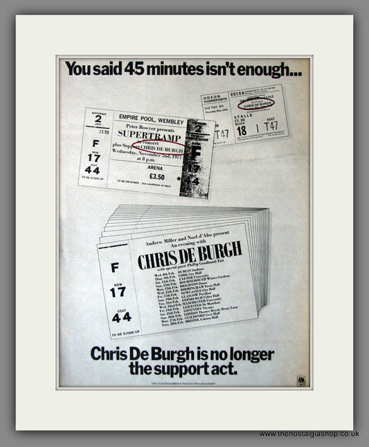 Chris De Burgh. UK Tour. Original Advert 1978 (ref AD11855)