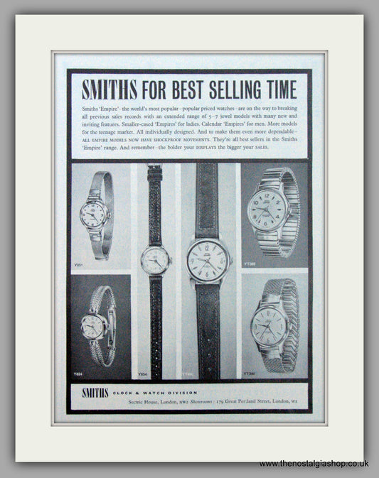 Smiths Watches For Best Selling Time. Original Advert 1962 (ref AD7160)