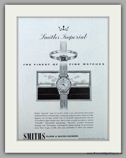 Smiths Imperial Watches. Original Advert 1958 (ref AD7162)