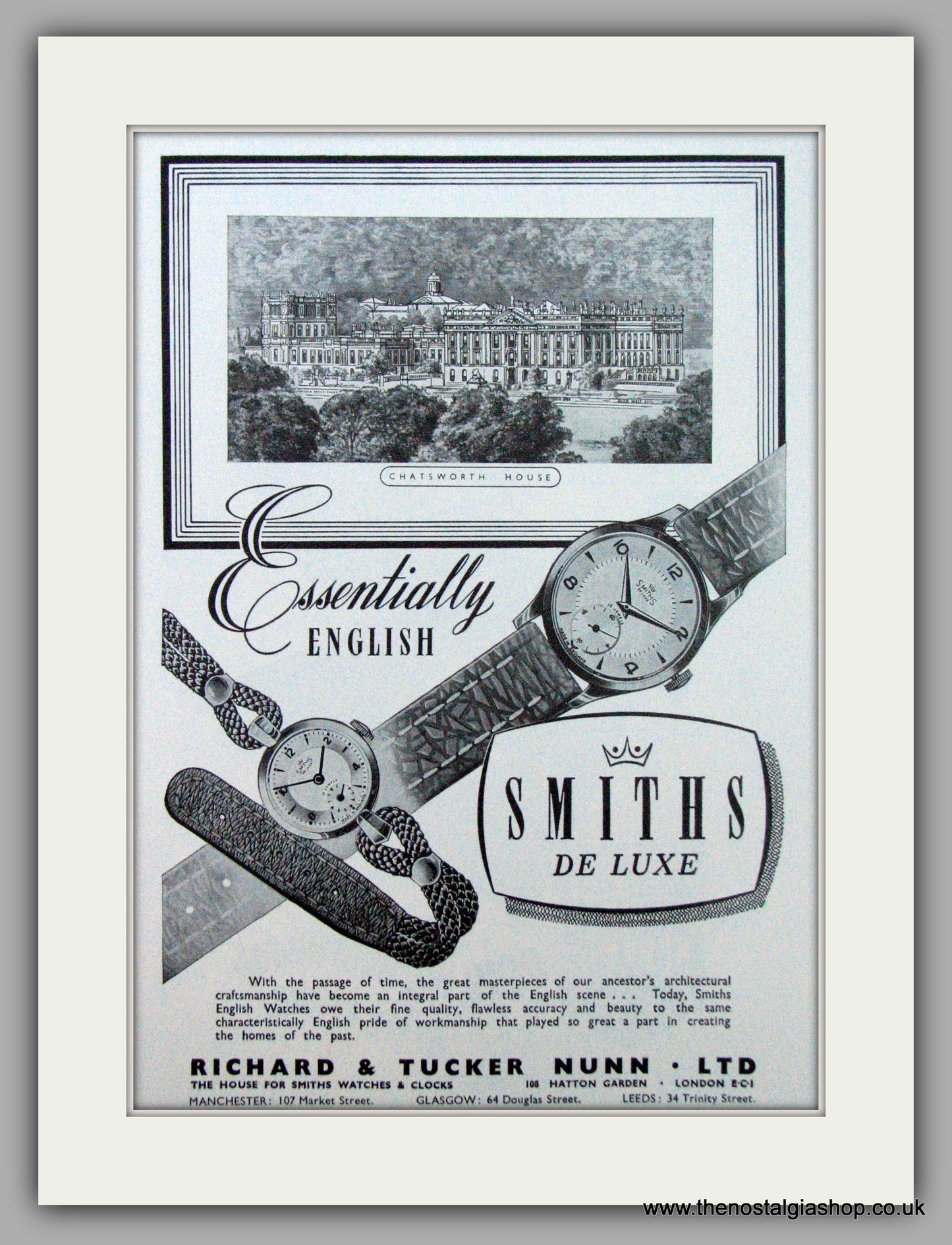 Smiths De Luxe Watches. Original Advert 1953 (ref AD7164)