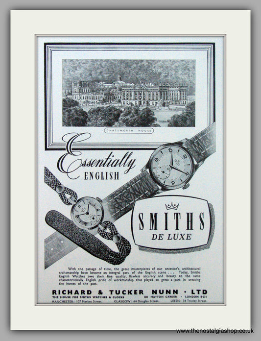 Smiths De Luxe Watches. Original Advert 1953 (ref AD7164)