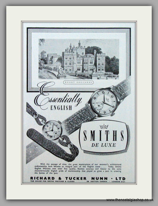 Smiths De Luxe Watches. Original Advert 1952 (ref AD7165)