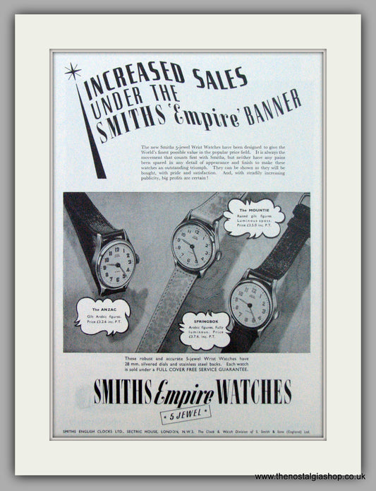 Smiths Empire Watches. Original Advert 1952 (ref AD7166)