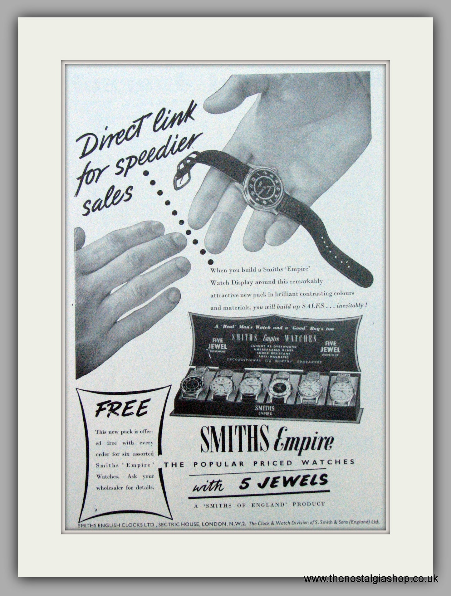 Smiths Empire Watches. Original Advert 1955 (ref AD7167)