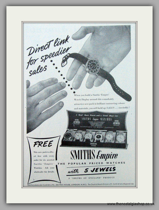 Smiths Empire Watches. Original Advert 1955 (ref AD7167)