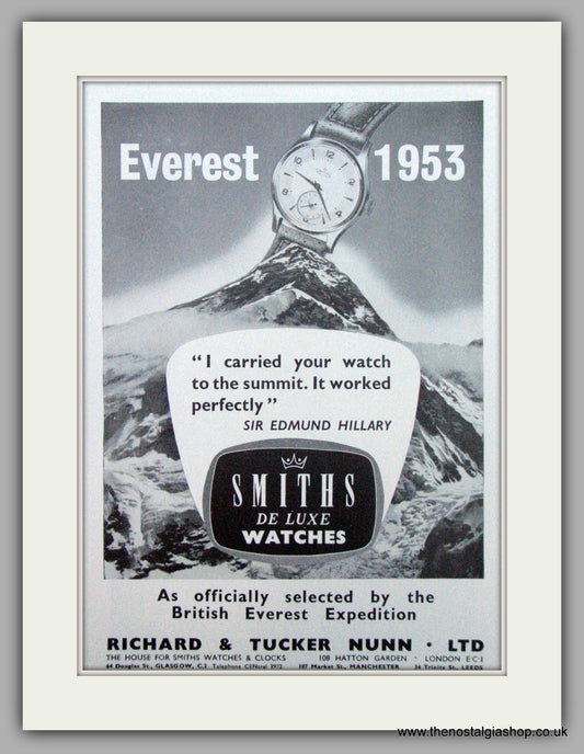 Smiths De Luxe Watches. Original Advert 1954 (ref AD7174)