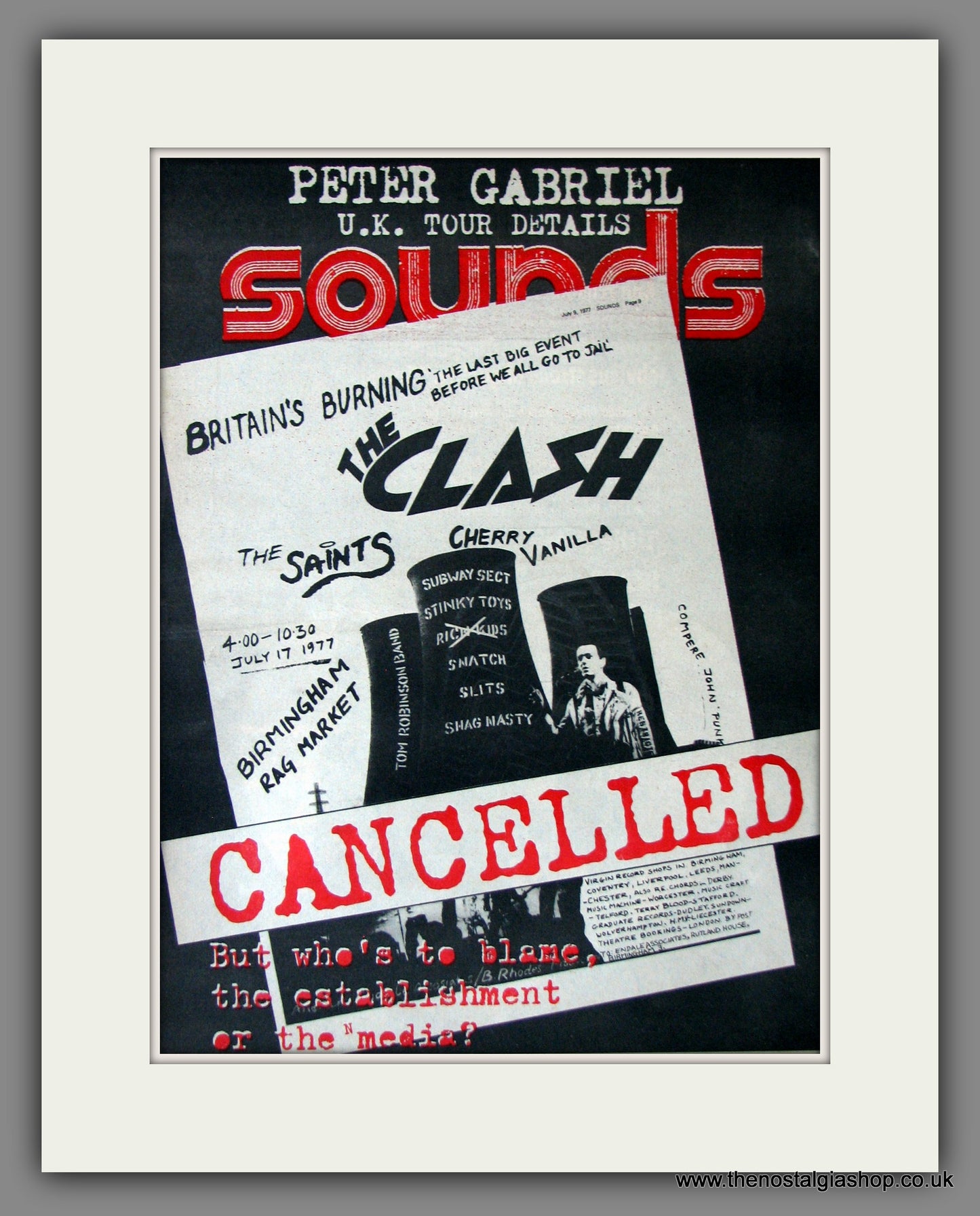 Clash (The) Britain's Burning. Original Advert 1977 (ref AD11869)