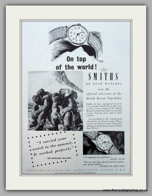 Smiths De Luxe Watches. Set Of 2 Original Adverts 1953/54 (ref AD7175)