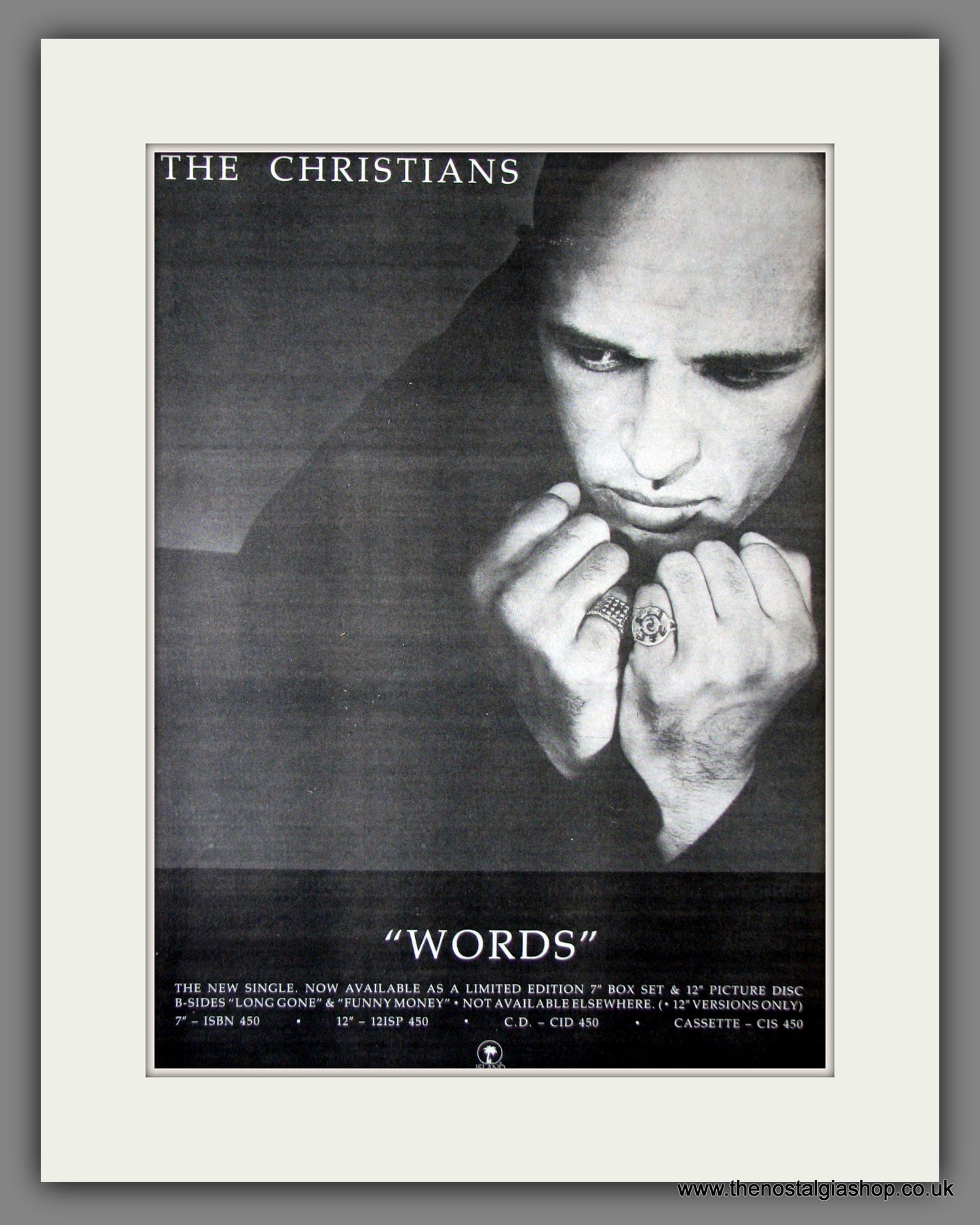 Christians (The) Words. Original Advert 1989 (ref AD11877)