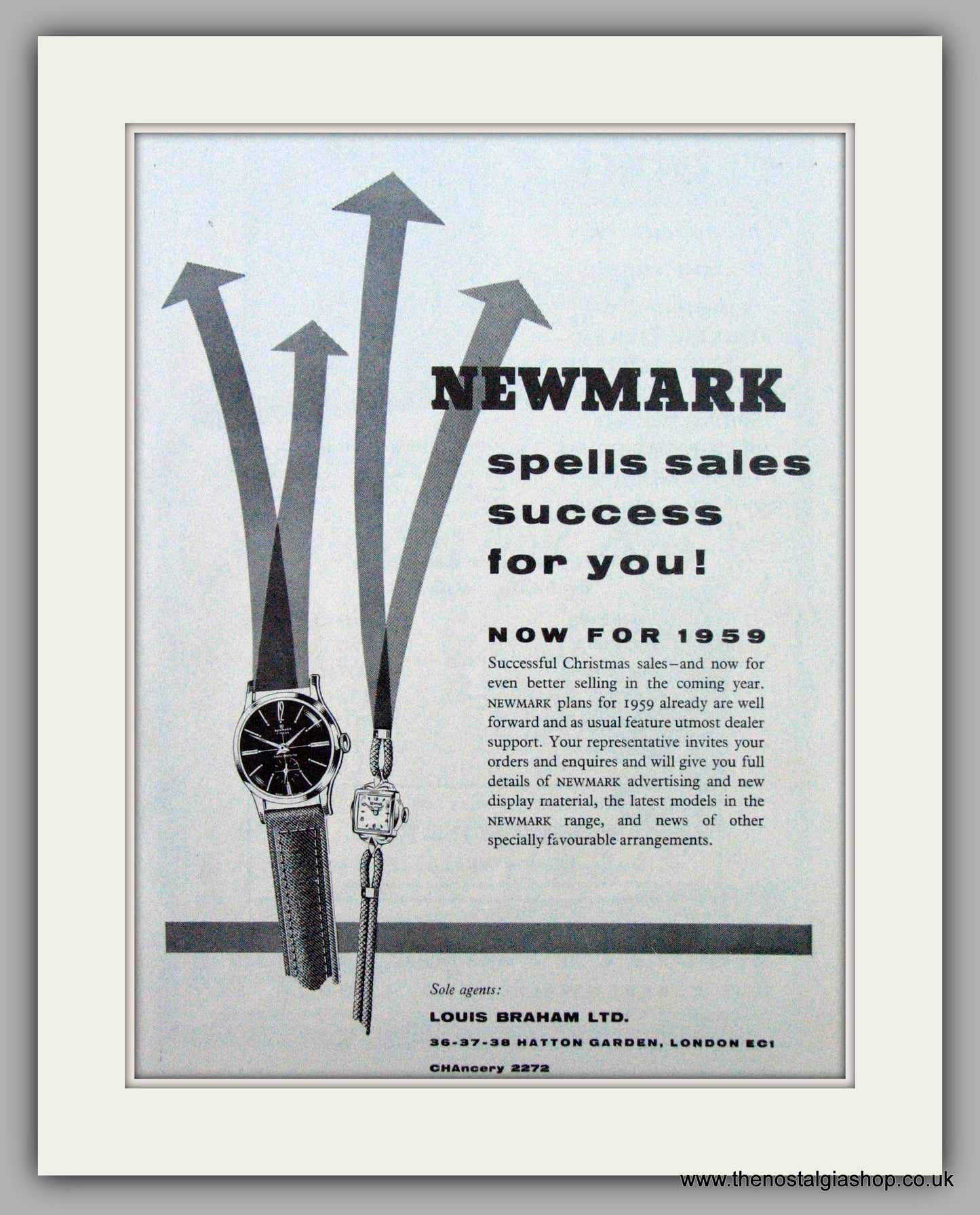 Newmark Watches for 1959. Original Advert 1959 (ref AD7182)