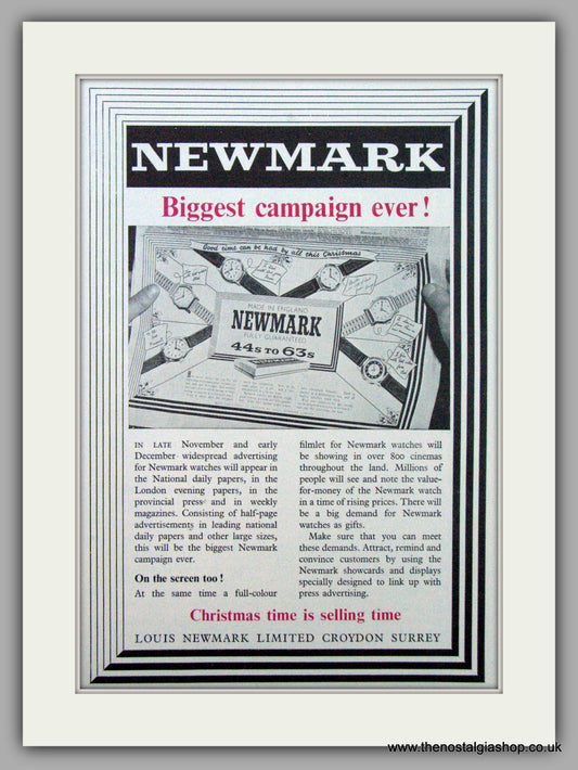 Newmark Christmas Watch Campaign. Original Advert 1951 (ref AD7186)