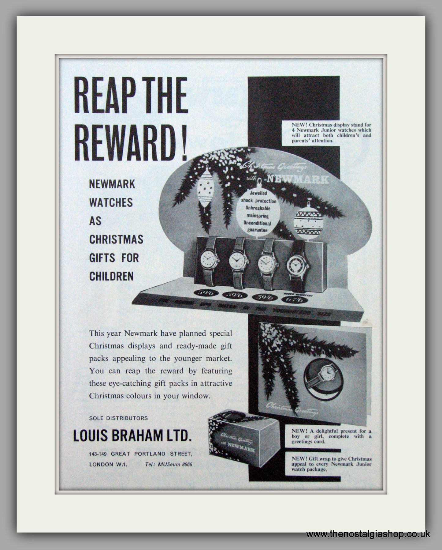 Newmark Children's Watches Louis Braham. Original Advert 1960 (ref AD7192)