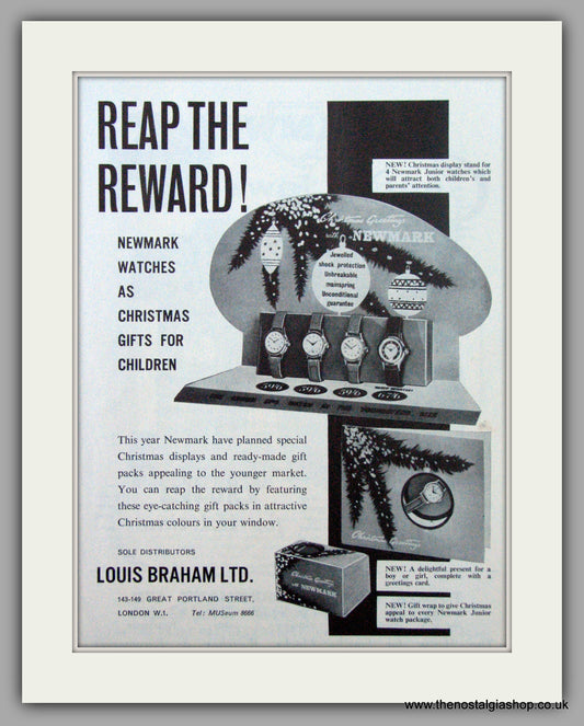 Newmark Children's Watches Louis Braham. Original Advert 1960 (ref AD7192)