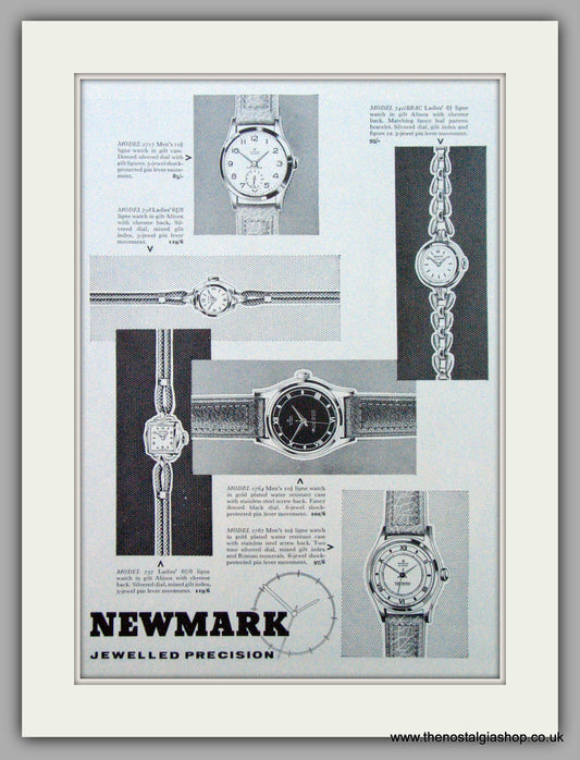Newmark  Watches. Original Advert 1958 (ref AD7197)