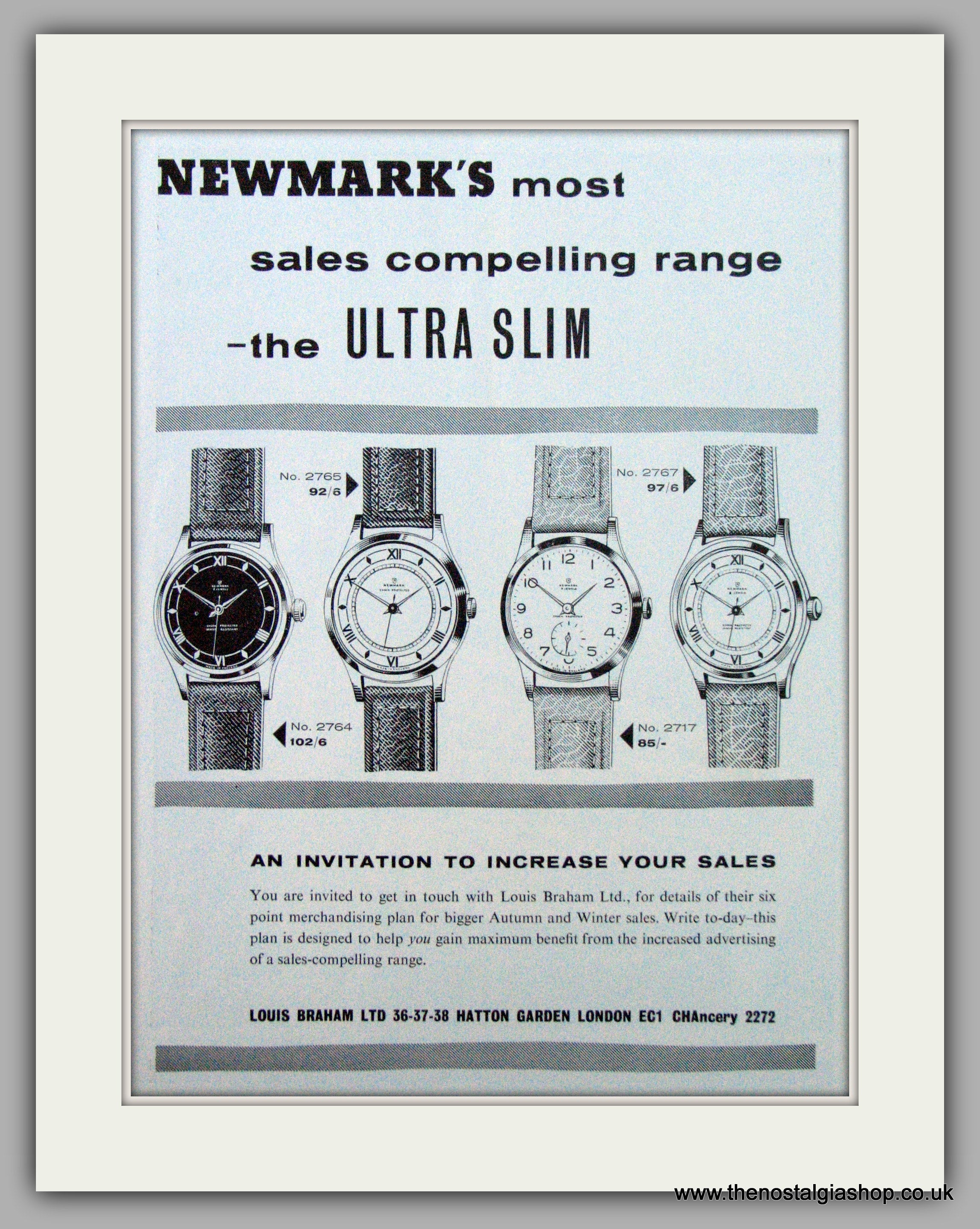 Newmark Watches Ultra Slim. Original Advert 1958 (ref AD7198) – The ...