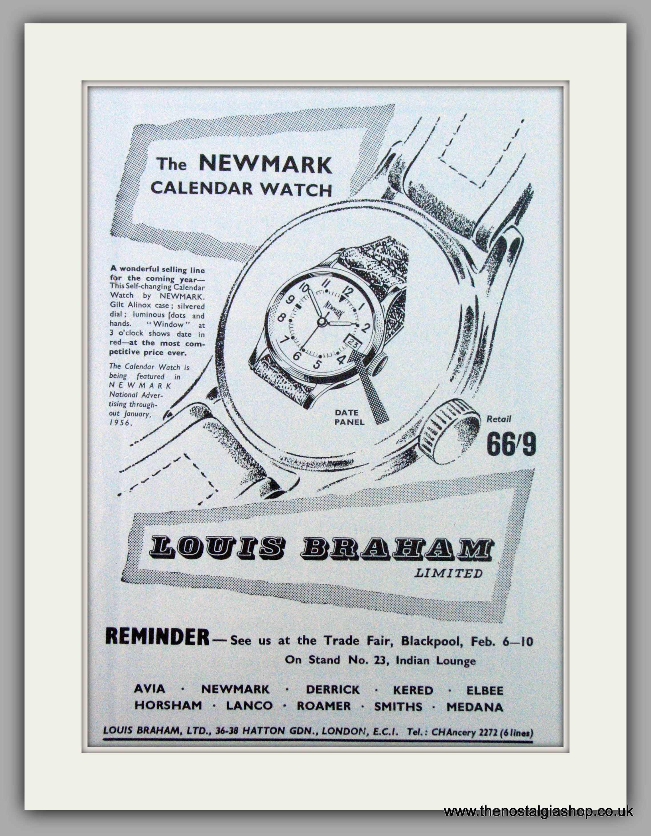 Newmark Calendar Watches. Original Advert 1956 (ref AD7199) – The ...